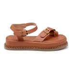 Sandália Feminina Papete Flatform Tiras Fivela 23411 Caramelo