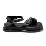 Sandália Feminina Papete Flatform Tiras Fivela 23411 Preto