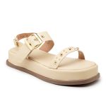 Sandália Feminina Flatform Papete Tiras Fivela Napa Gergelim 23420