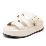 Sandália Feminina Papete Flatform Tiras 5301off White