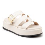 Sandália Feminina Papete Flatform Tiras 5301off White