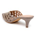 Tamanco Mule Feminino Bico Fino Salto Baixo 6034 Napa Taupe