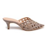 Tamanco Mule Feminino Bico Fino Salto Baixo 6034 Napa Taupe