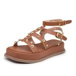 Papete Feminina Flat Plataforma Em Napa Caramelo 183070