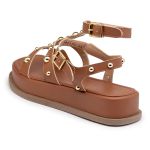 Papete Feminina Flat Plataforma Em Napa Caramelo 183070