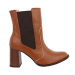 Bota Chelsea Cano Baixo Salto Grosso Elástico Lateral 23025 Napa Canela