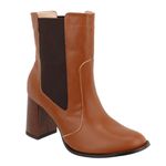 Bota Chelsea Cano Baixo Salto Grosso Elástico Lateral 23025 Napa Canela