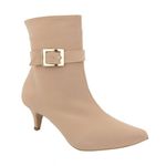 Bota Feminina Cano Curto Salto Baixo 180127 Detalhe Em Fivela Napa Nude