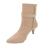 Bota Feminina Cano Curto Salto Baixo 180127 Detalhe Em Fivela Napa Nude