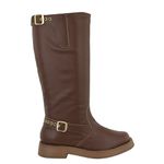 Bota Feminina Biker Rasteira Fivelas 2024 Napa Soft Cacau