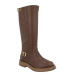 Bota Feminina Biker Rasteira Fivelas 2024 Napa Soft Cacau