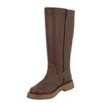 Bota Feminina Biker Rasteira Fivelas 2024 Napa Soft Cacau