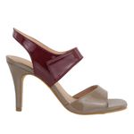 Sandalia Verniz Taupe e Marsala Salto Fino 197023