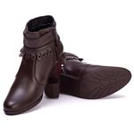 Bota Coturno Feminino Couro Legitimo Café- REF: 6804 