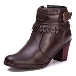 Bota Coturno Feminino Couro Legitimo Café- REF: 6804 