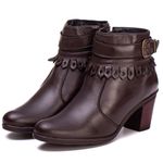 Bota Coturno Feminino Couro Legitimo Café- REF: 6804 
