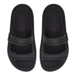 Sandália Birken Feminina Detalhes Corda Garoa Preto