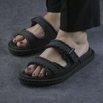 Sandália Birken Feminina Detalhes Corda Garoa Preto