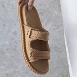 Sandália Birken Feminina Detalhes Corda Garoa Caramelo