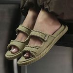 Sandália Birken Feminina Detalhes Corda Garoa Militar