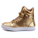 Tênis Sneaker Couro Legitimo Dourado - REF: 10100