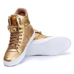 Tênis Sneaker Couro Legitimo Dourado - REF: 10100
