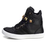 Tênis Sneaker Couro Legitimo Preto - REF: 10100