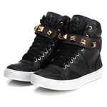 Tênis Sneaker Couro Legitimo Preto - REF: 10100