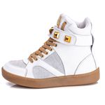 Tênis Sneaker Couro Legitimo Branco - REF: 10100 Ocre