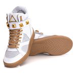 Tênis Sneaker Couro Legitimo Branco - REF: 10100 Ocre