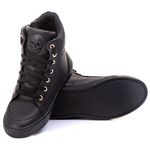 Tênis Sneaker Couro Legitimo Preto - REF: 10200
