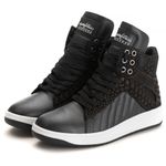 Tênis Sneaker Couro Legitimo Preto/Branco- REF: 20100 Street