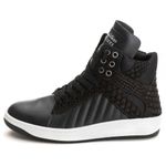 Tênis Sneaker Couro Legitimo Preto/Branco- REF: 20100 Street
