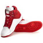 Tênis Sneaker Couro Legitimo Branco/Vermelho - REF: 20100 Street