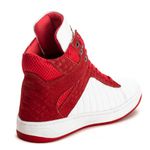 Tênis Sneaker Couro Legitimo Branco/Vermelho - REF: 20100 Street