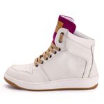 Tênis Sneaker Couro Legitimo Off-White/Roxo- REF: 20300 Street