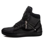 Tênis Sneaker Couro Legitimo Preto - REF: 20500