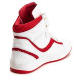 Tênis Sneaker Couro Legitimo Branco/Vermelho- REF: 20500 Street