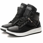 Tênis Sneaker Couro Legitimo Preto/Branco- REF: 20500 Street
