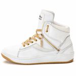 Tênis Sneaker Couro Legitimo Branco/Bege - REF: 20500 Street