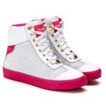 Tênis Sneaker Couro Sintético Branco/Rosa - REF: 60120 Drylex