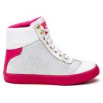 Tênis Sneaker Couro Sintético Branco/Rosa - REF: 60120 Drylex