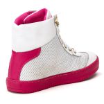 Tênis Sneaker Couro Sintético Branco/Rosa - REF: 60120 Drylex