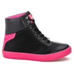 Tênis Sneaker Couro Sintético Preto/Rosa - REF: 60120 Drylex