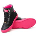Tênis Sneaker Couro Sintético Preto/Rosa - REF: 60120 Drylex