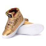 Tênis Sneaker Couro Legitimo Dourado - REF: 60130