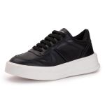 Sapatênis Casual Em Couro Legitimo Masculino Preto/Branco 60220 
