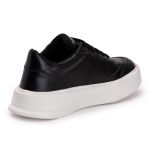 Sapatênis Casual Em Couro Legitimo Masculino Preto/Branco 60220 