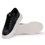 Sapatênis Casual Em Couro Legitimo Masculino Preto/Branco 60230 