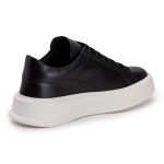 Sapatênis Casual Em Couro Legitimo Masculino Preto/Branco 60230 